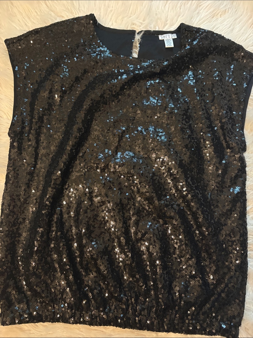 Spense Black Sequin Tank Top